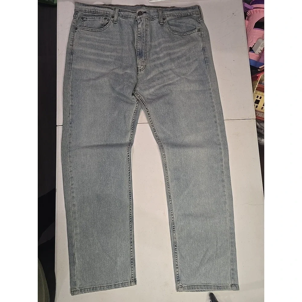 Levis‎ 505 Jeans Mens 40x30 Blue Light Wash Straight Stretch WaterLess Denim
